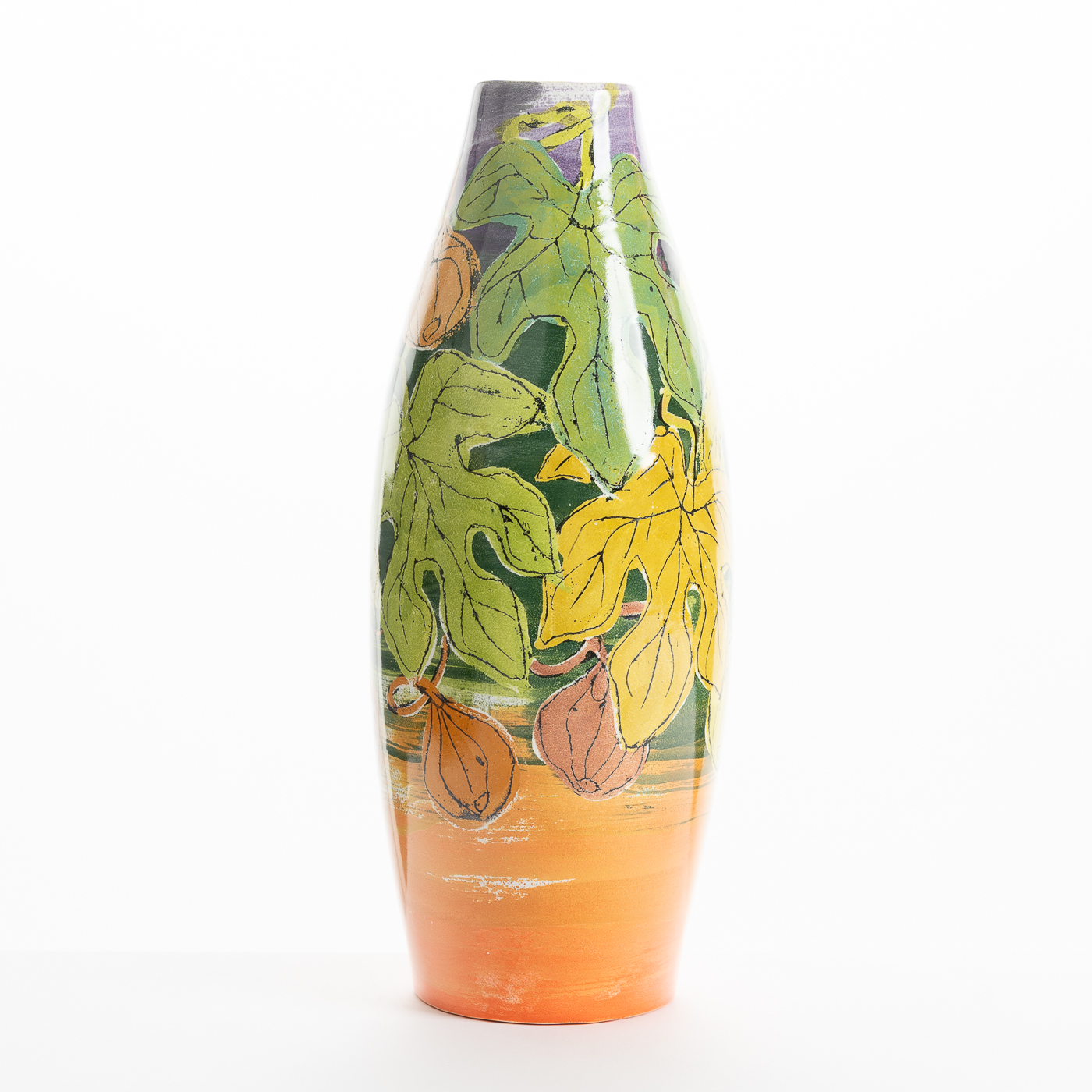 LK256Y531 Spear Vase Fig Leaves