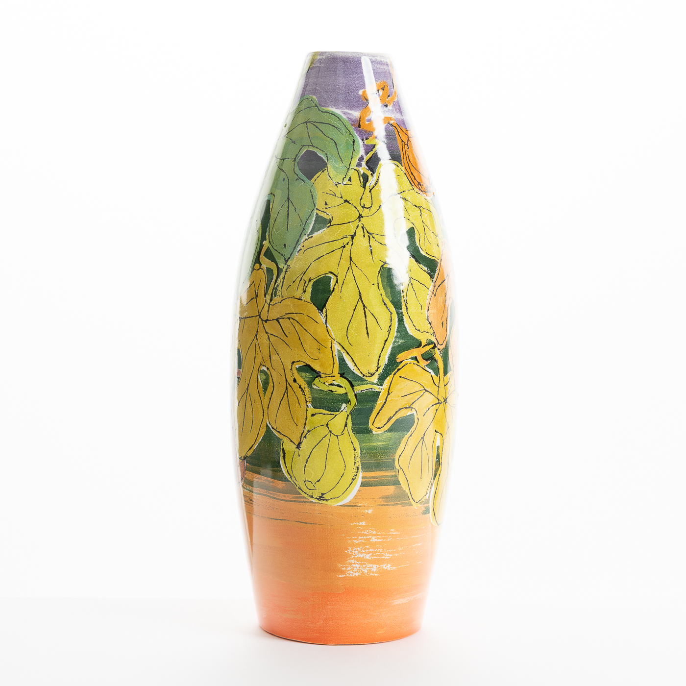 LK256Y531 Spear Vase Fig Leaves