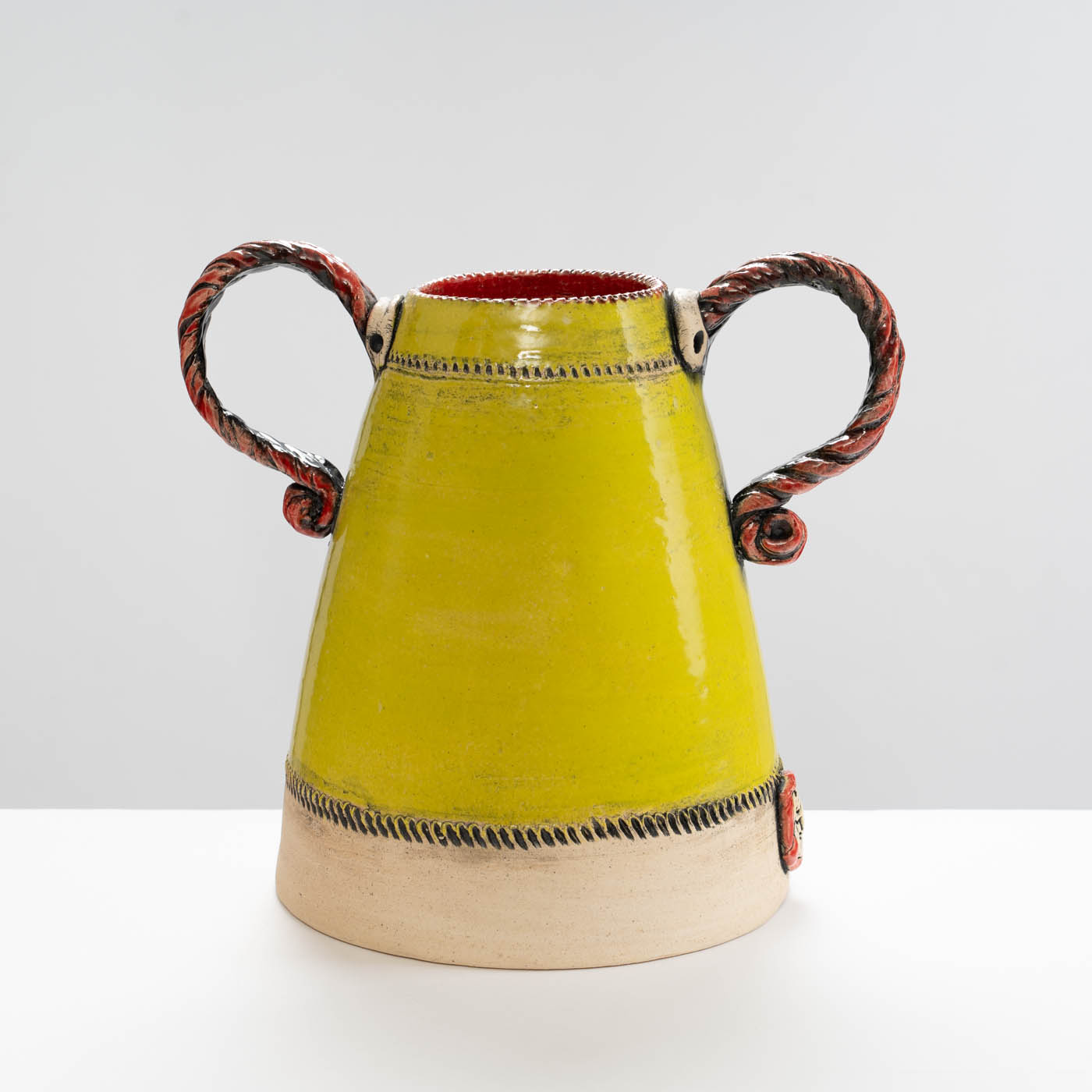 LMS469Y72 Indignant Sisters Vase Chartreuse/Red